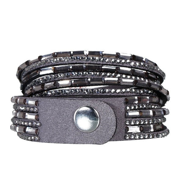 CLOSEOUT SALE! Suede Rhinestone Bracelet Wrap - Picture 3 of 3
